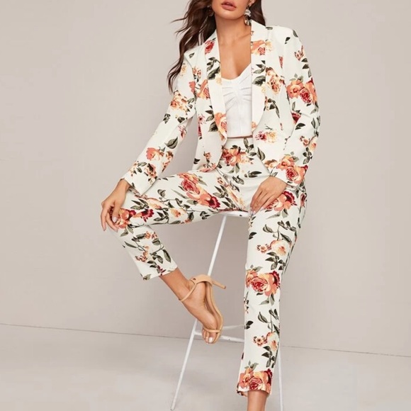 NWT SHEIN Floral Blazer and Pants Suit Set